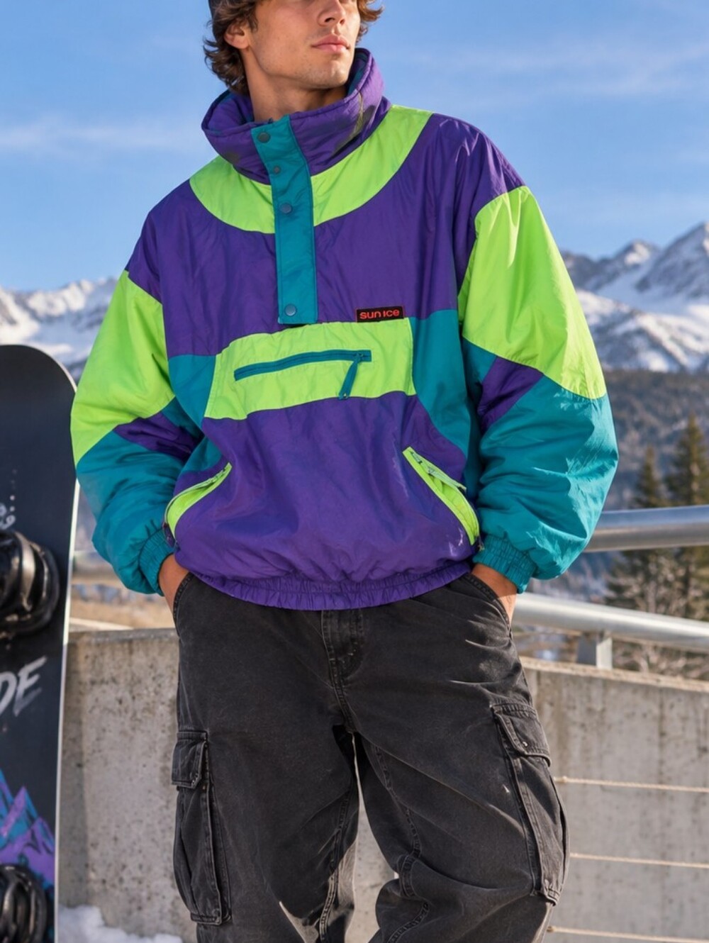 Vintage Sun Ice Men’s M 80s 90s Colorblock Jacket Retro